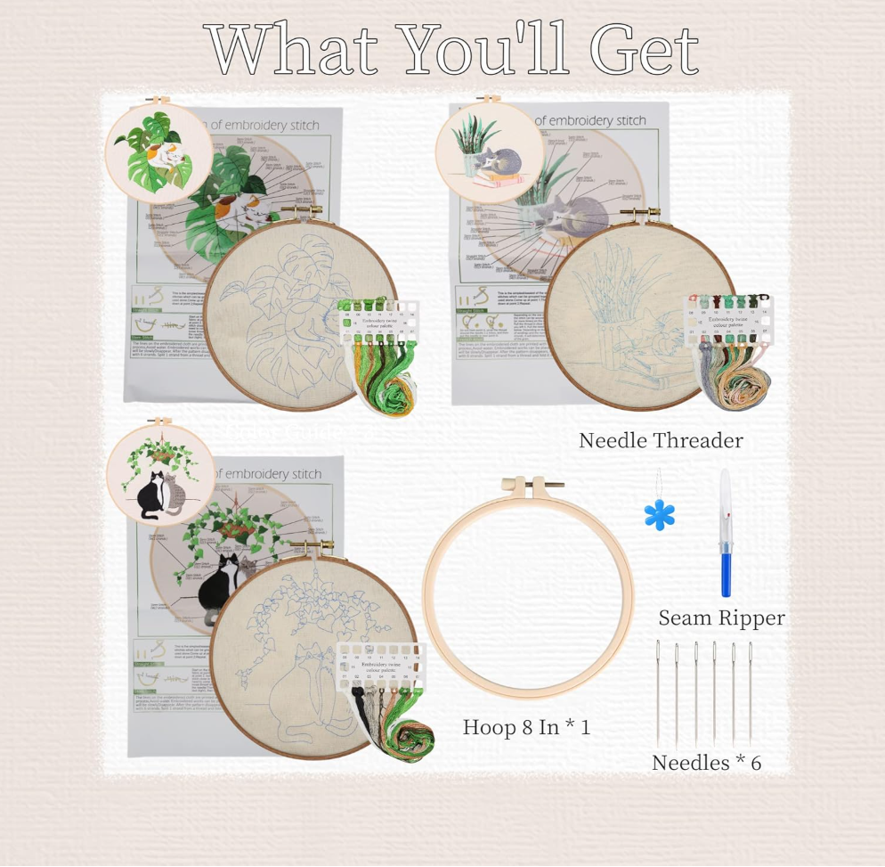 HighKick Cat Embroidery Kit