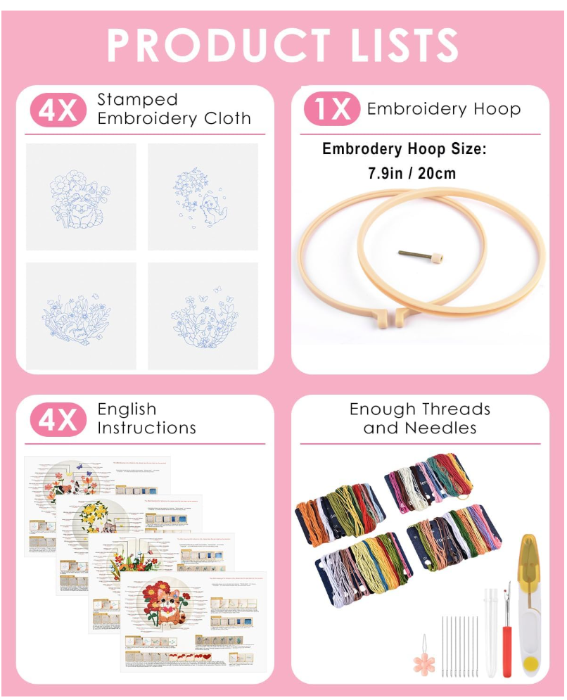 Cute Cat Embroidery Kit