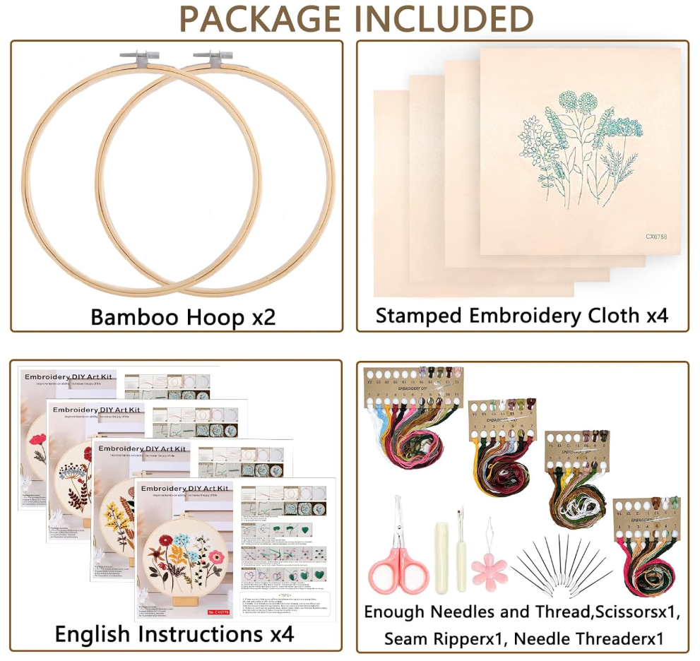 Picoey Flower Embroidery Kit